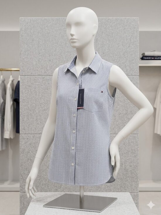 Tommy Hilfiger Tops - NWT Tommy Hilfiger Blue/White Pinstripe  Sleeveless button-up top
